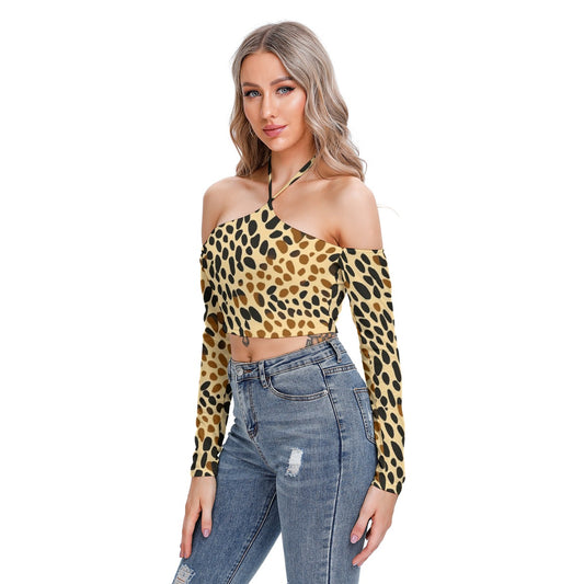 All-Over Print Women's Halter Lace-up Top