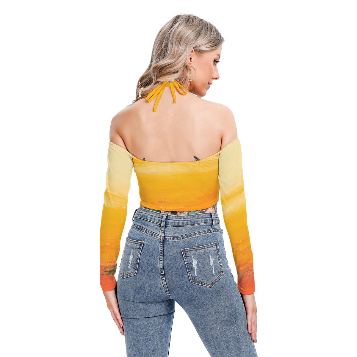 All-Over Print Women's Halter Lace-up Top
