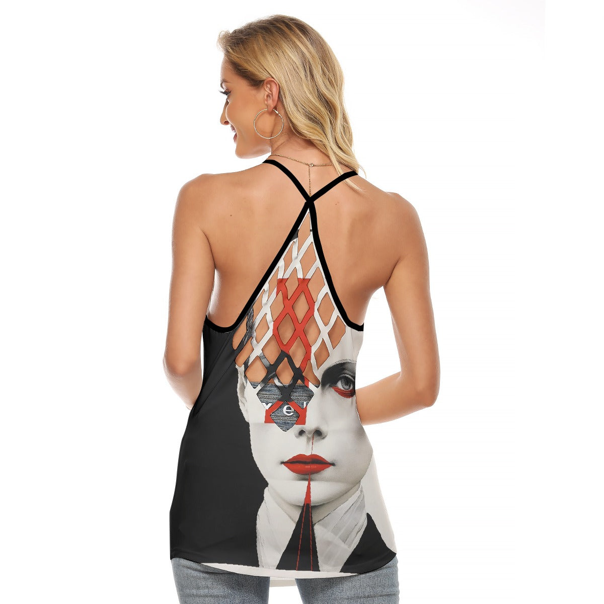 All-Over Print Women's Criss-Cross Open Back Tank Top