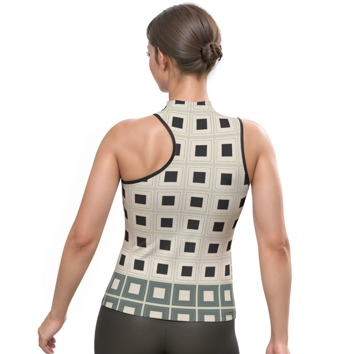 All-Over Print Women's Halter Sleeveless Asymmetrical Tank Top