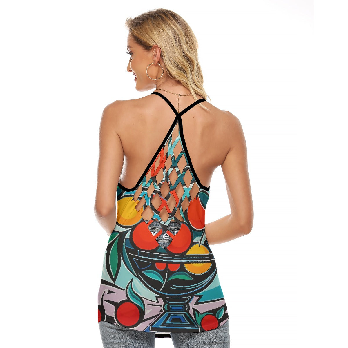 All-Over Print Women's Criss-Cross Open Back Tank Top