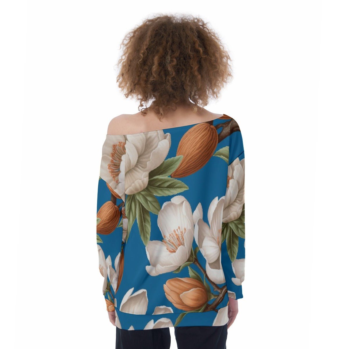 All-Over Print Oversized Women's Off-Shoulder Sweatshirt