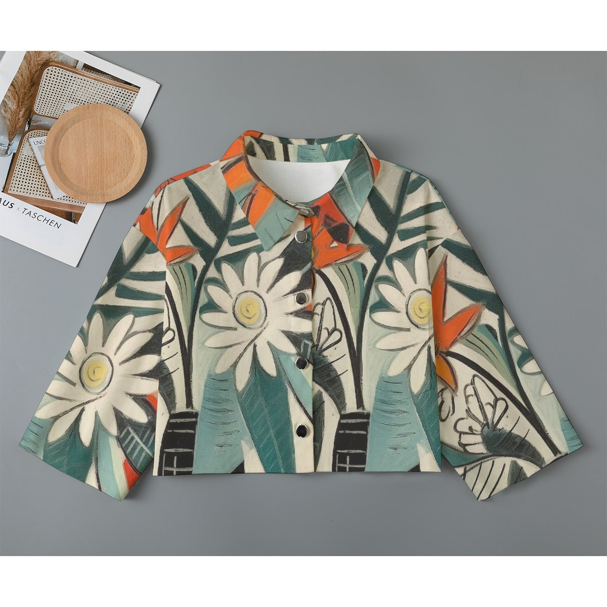 All-Over Print Women's Cropped Jacket | 245GSM Cotton