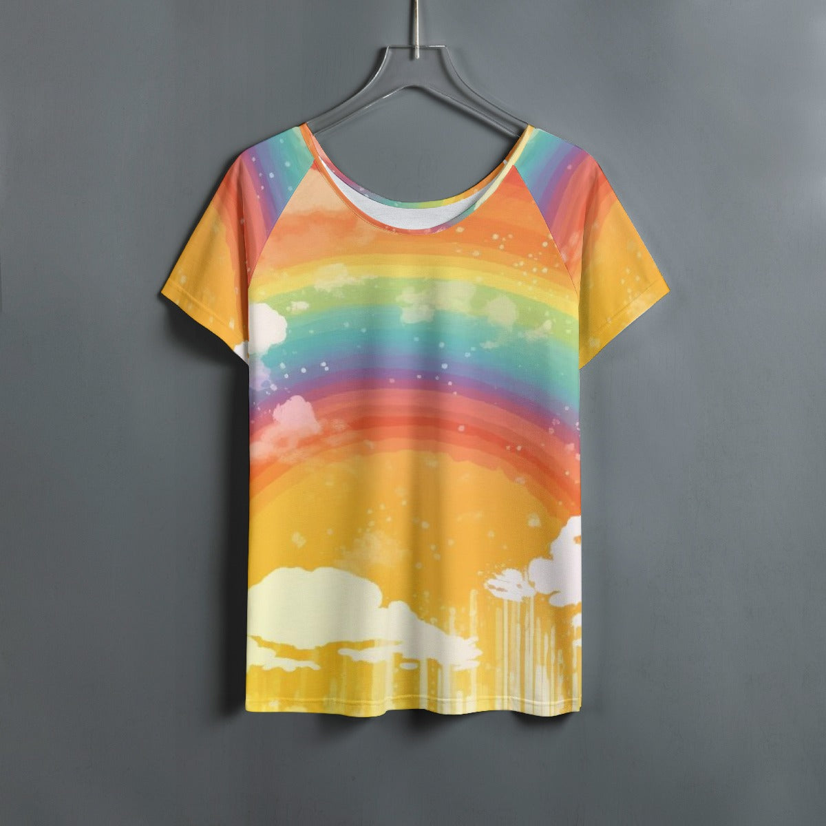All-Over Print Women's Round Neck T-shirt With Raglan Sleeve