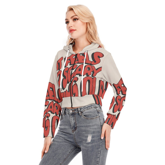 All-Over Print Women's Crop Top Hoodie With Zipper Closure