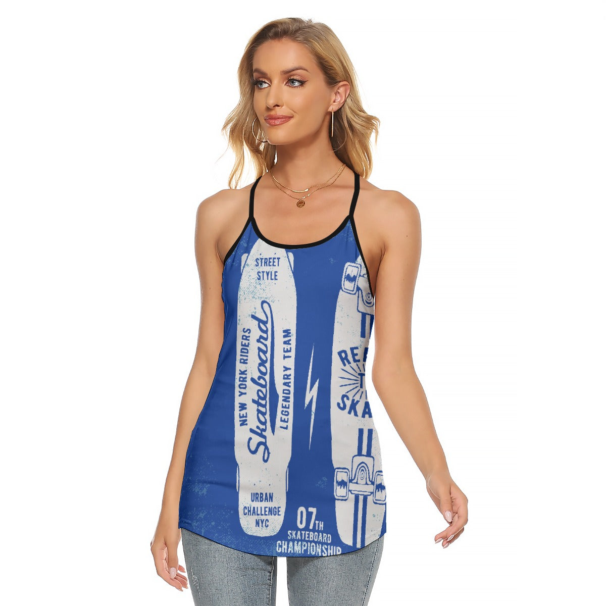 All-Over Print Women's Criss-Cross Open Back Tank Top