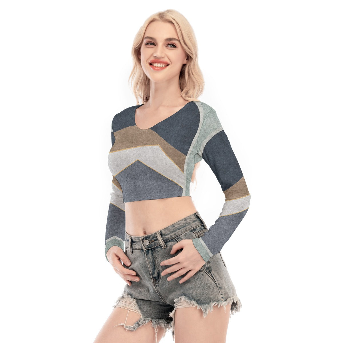 All-Over Print Women's Back Hollow T-shirt With Strap