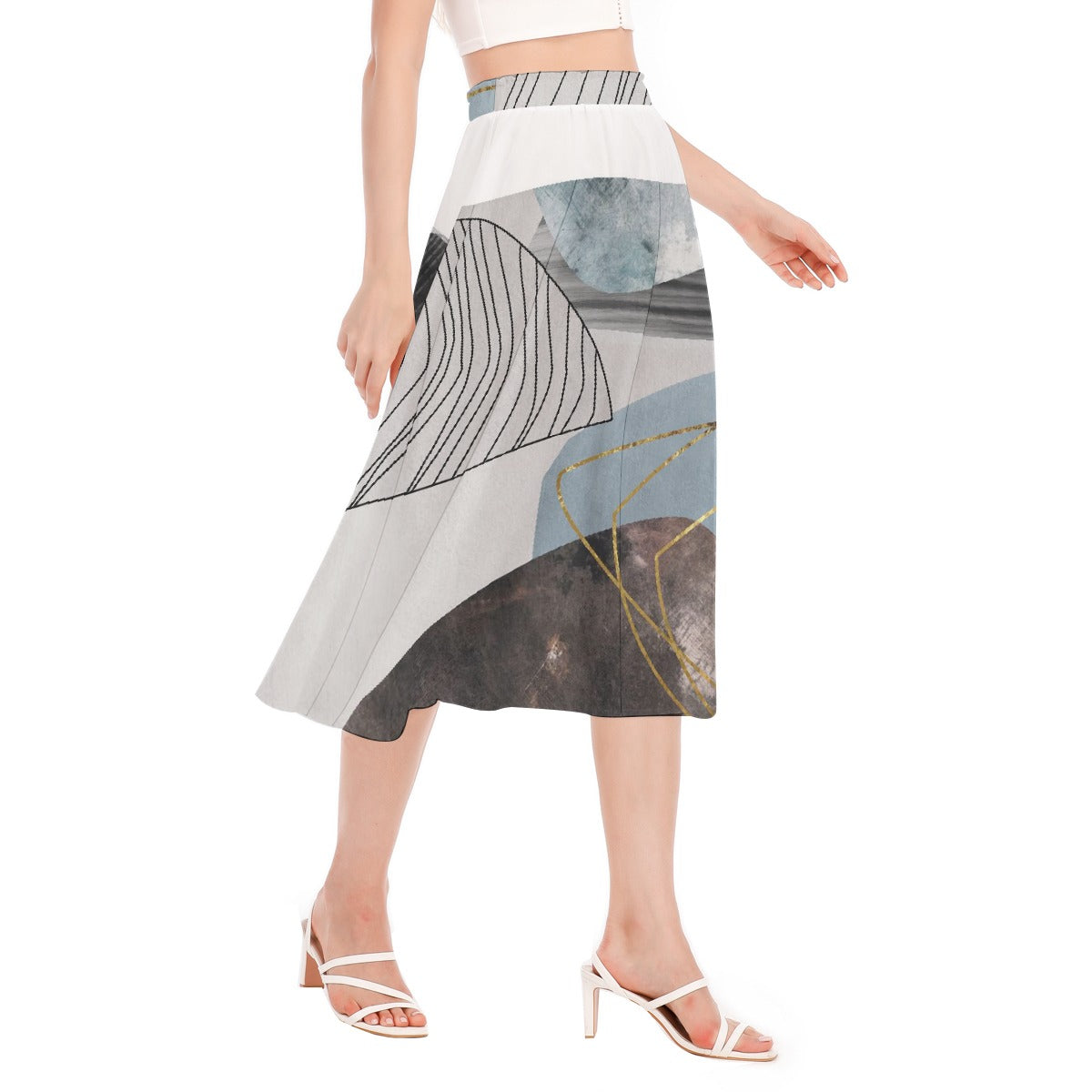 All-Over Print Women's Long Section Chiffon Skirt