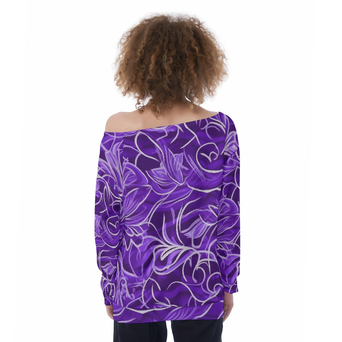 All-Over Print Oversized Women's Off-Shoulder Sweatshirt