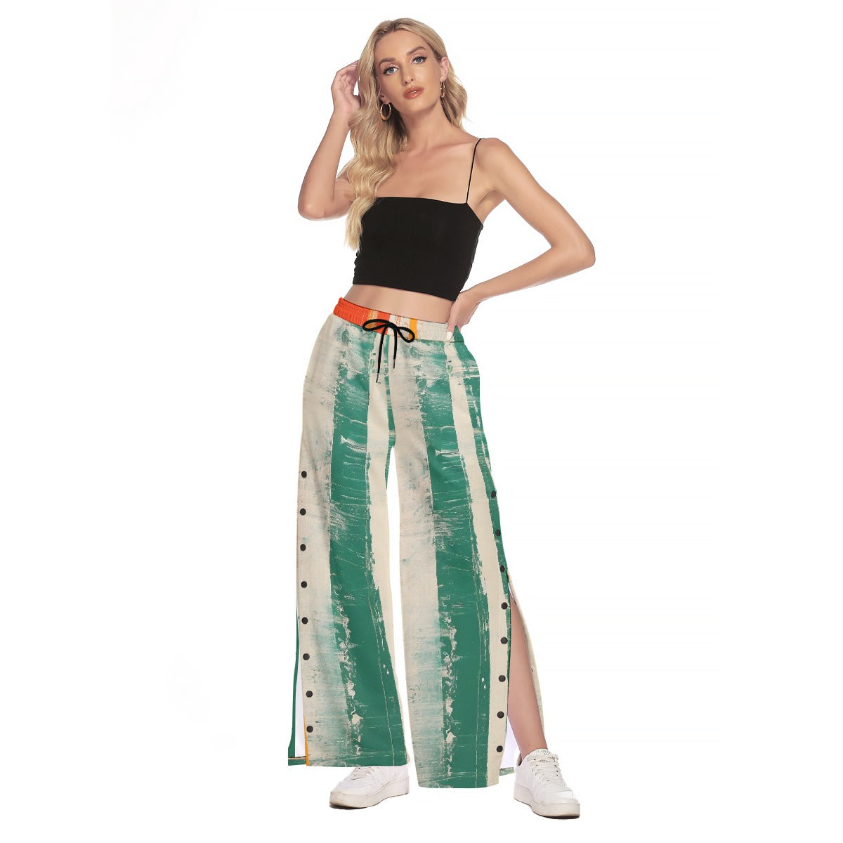 All-Over Print Women's Side Slit Snap Button Trousers