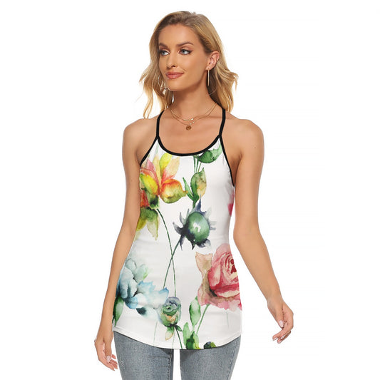 All-Over Print Women's Criss-Cross Open Back Tank Top