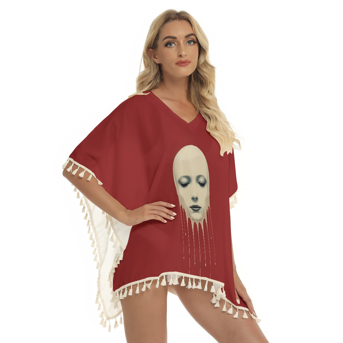 All-Over Print Women's Square Fringed Shawl