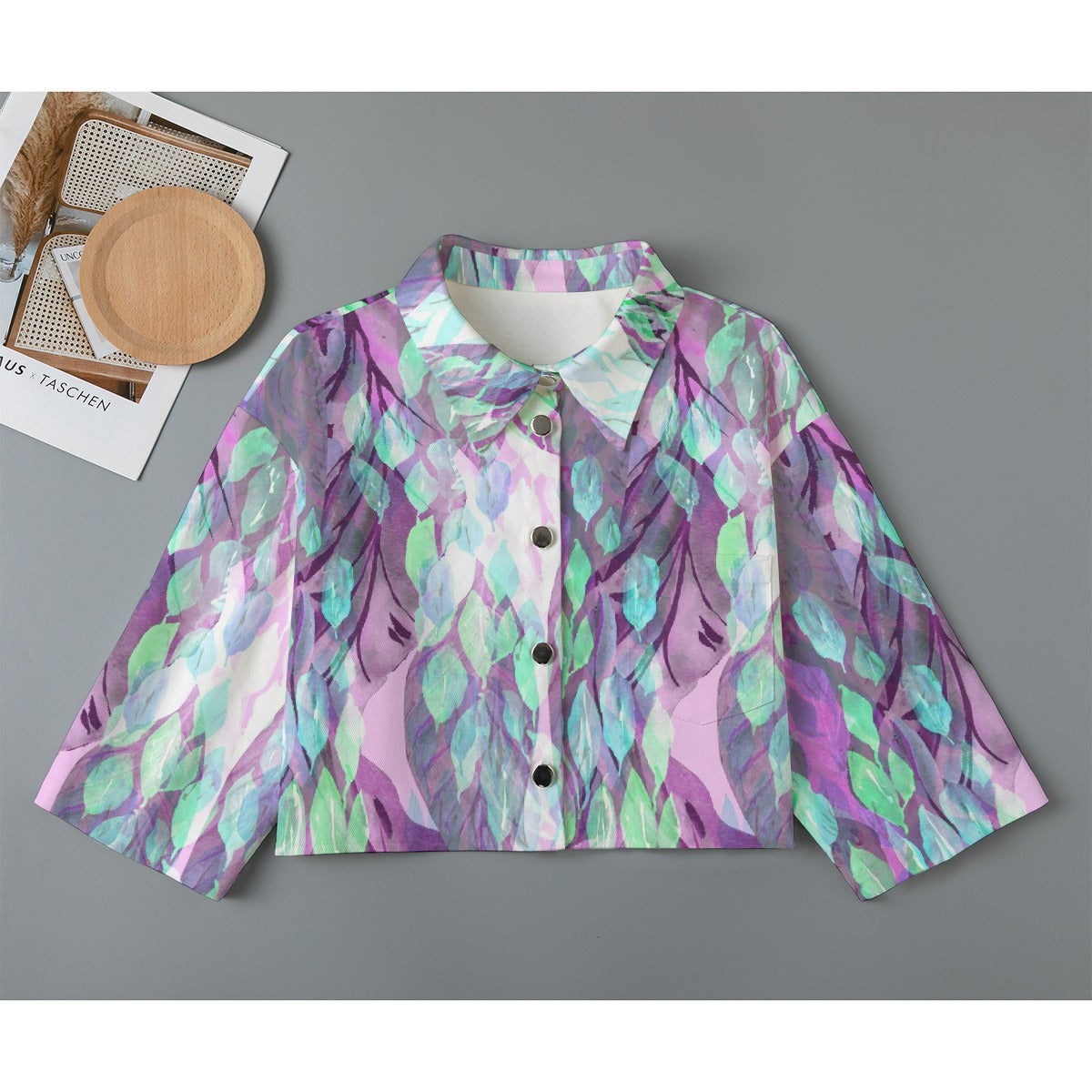 All-Over Print Women's Cropped Jacket | 245GSM Cotton