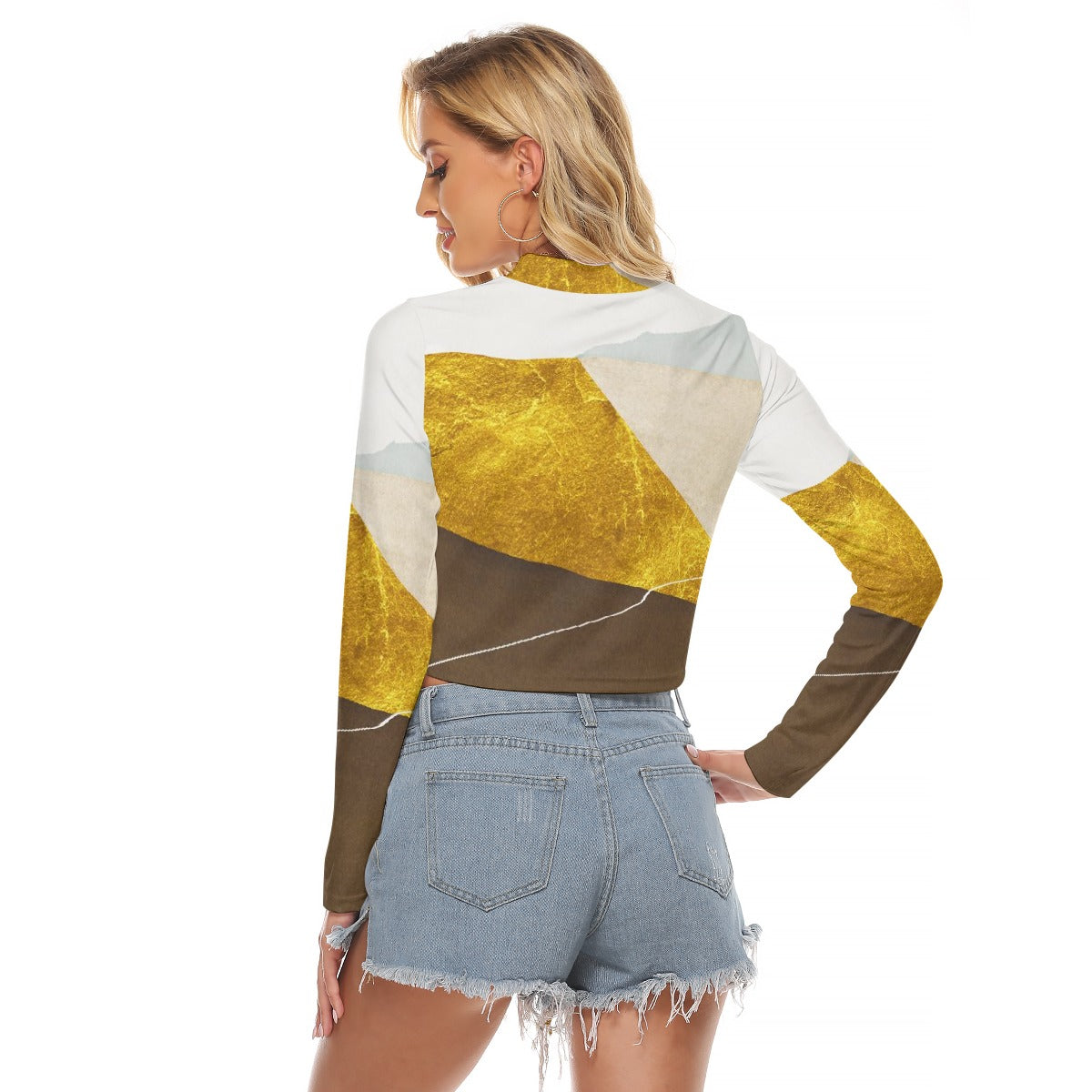 All-Over Print Women's Hollow Chest Keyhole Tight Crop Top