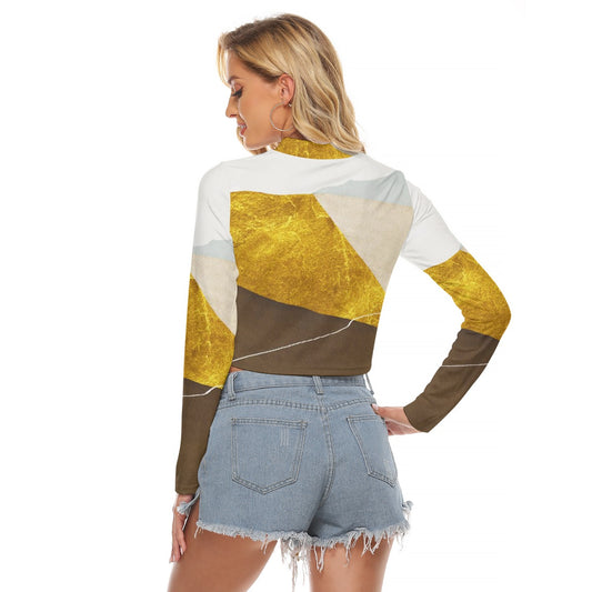 All-Over Print Women's Hollow Chest Keyhole Tight Crop Top