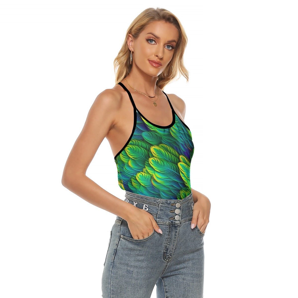 All-Over Print Women's Criss-Cross Open Back Tank Top