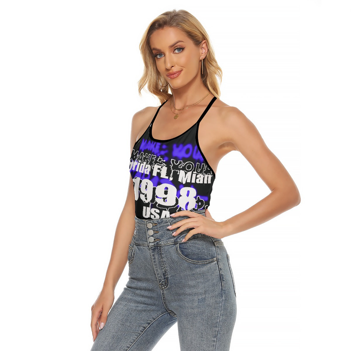 All-Over Print Women's Criss-Cross Open Back Tank Top