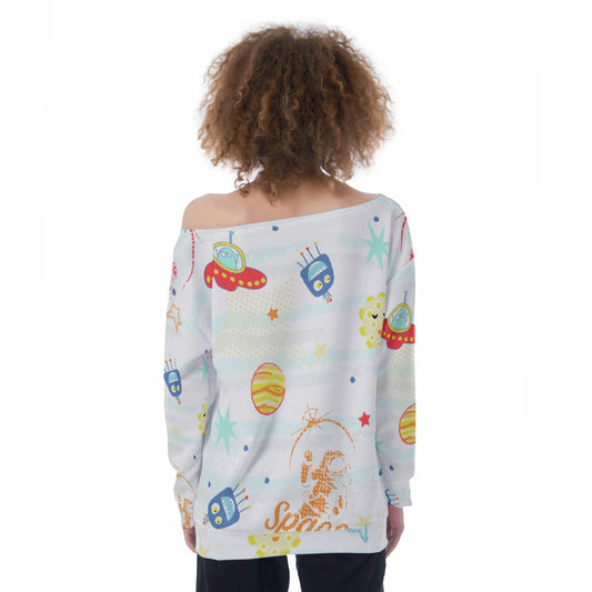 All-Over Print Oversized Women's Off-Shoulder Sweatshirt