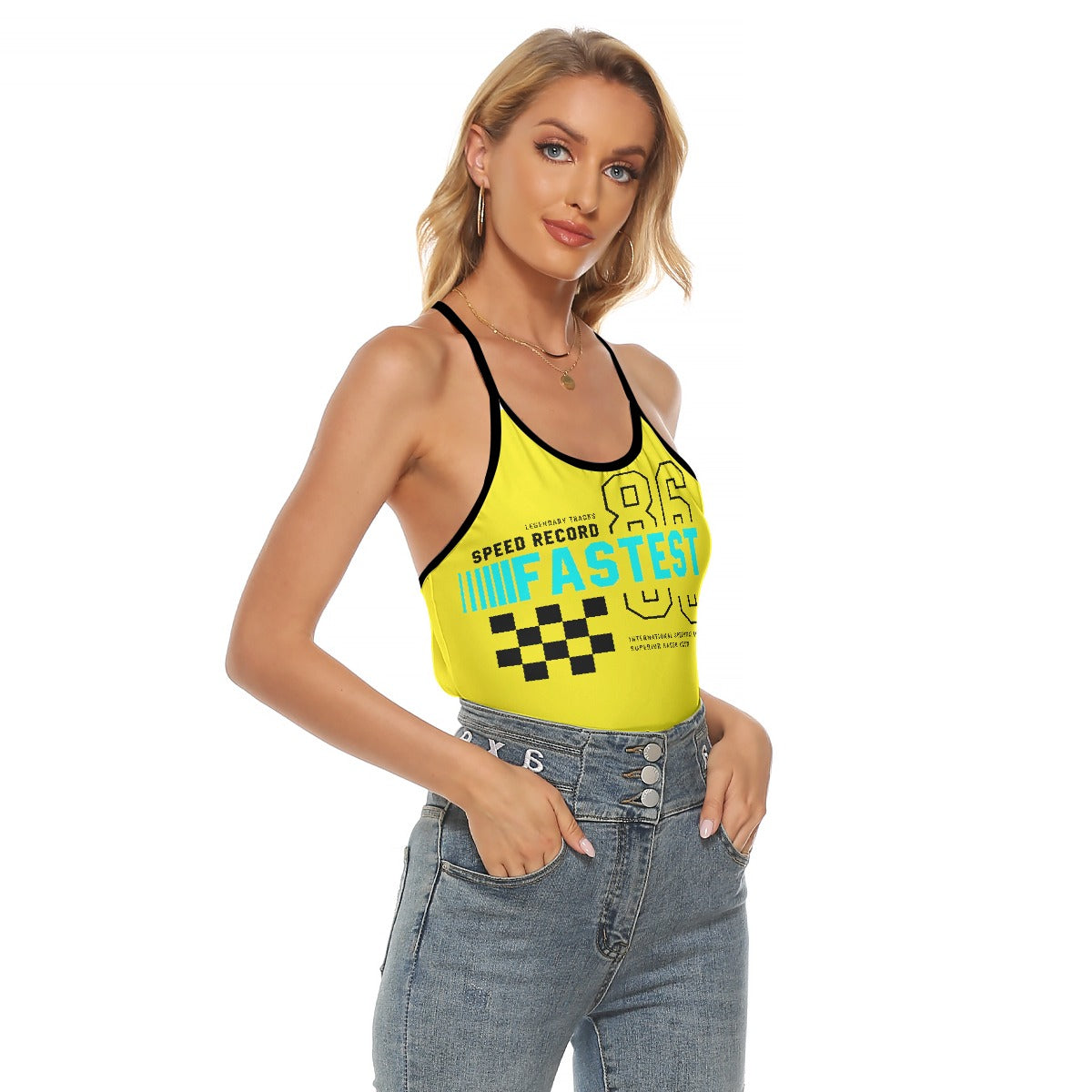 All-Over Print Women's Criss-Cross Open Back Tank Top