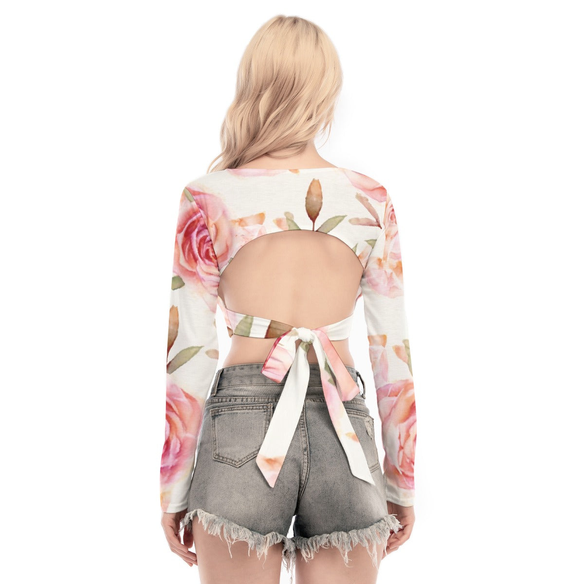 All-Over Print Women's Back Hollow T-shirt With Strap