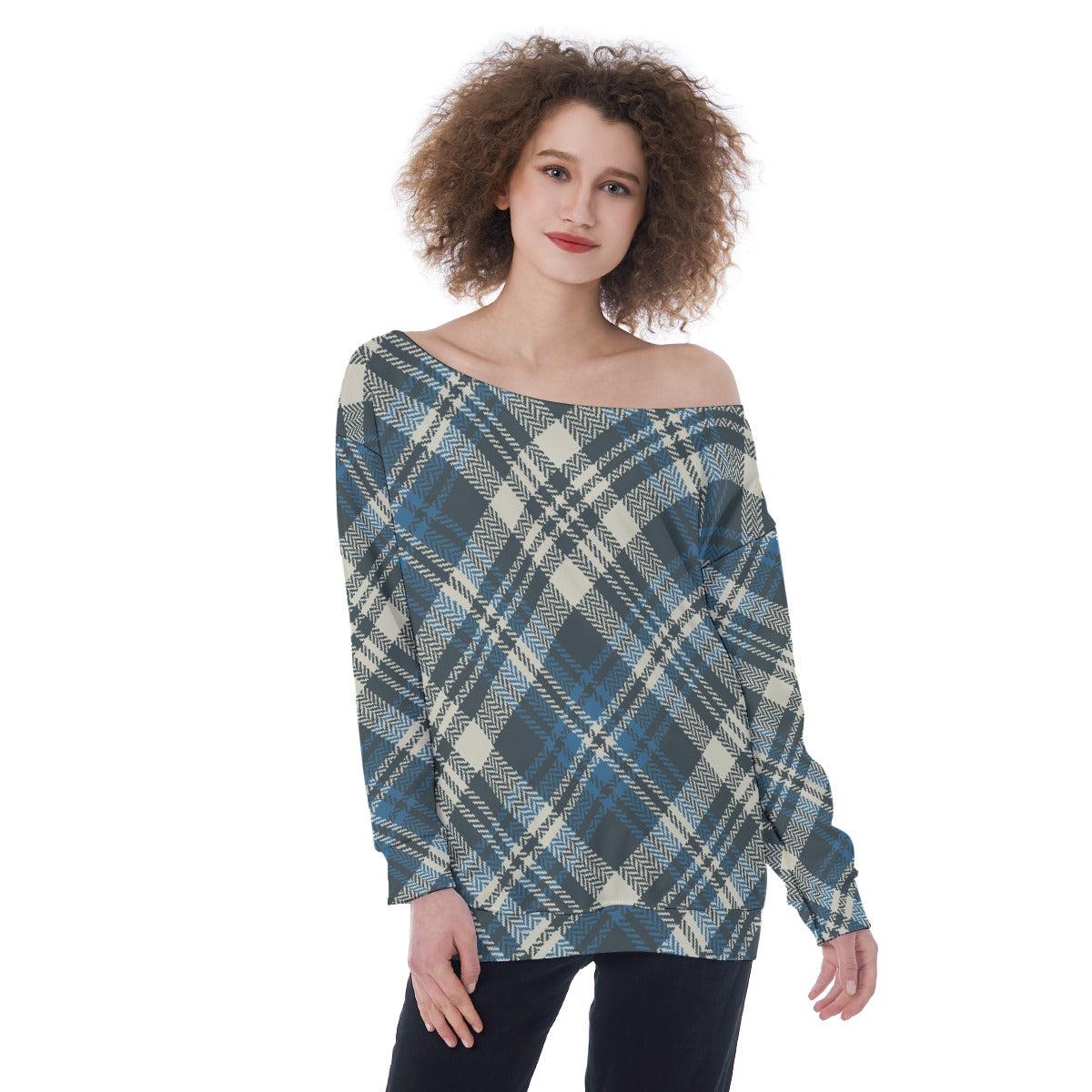 All-Over Print Oversized Women's Off-Shoulder Sweatshirt
