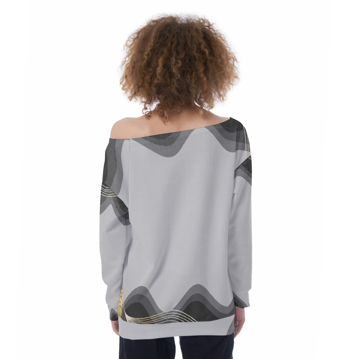 All-Over Print Oversized Women's Off-Shoulder Sweatshirt