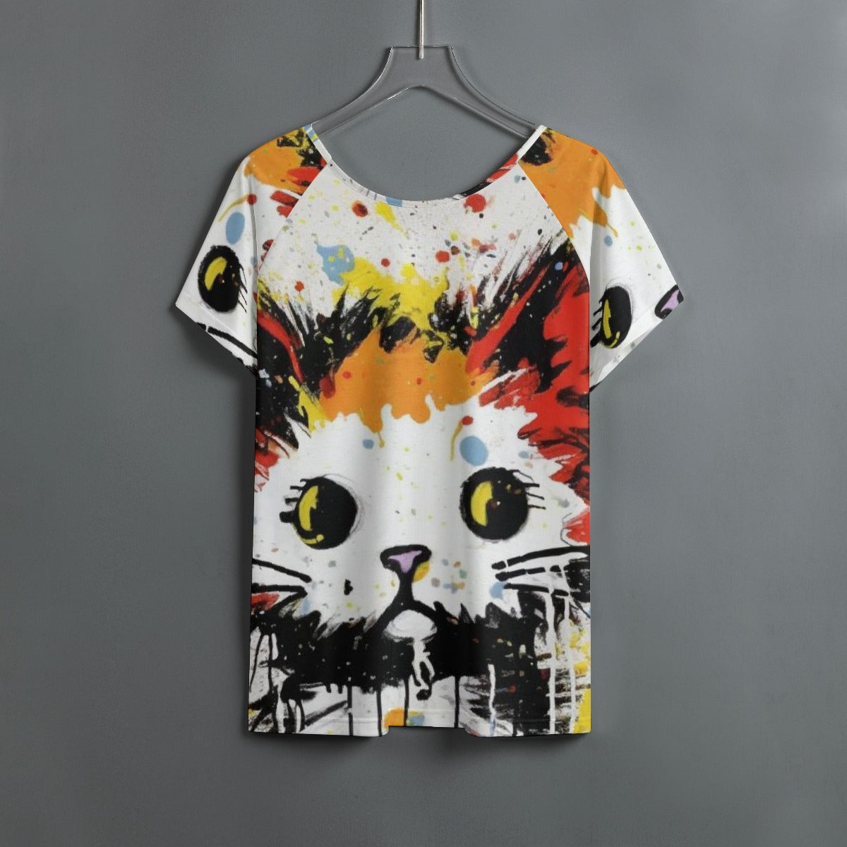 All-Over Print Women's Round Neck T-shirt With Raglan Sleeve