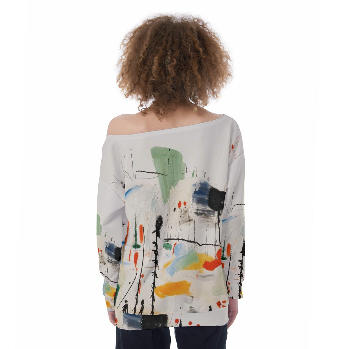 All-Over Print Oversized Women's Off-Shoulder Sweatshirt