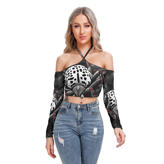 All-Over Print Women's Halter Lace-up Top