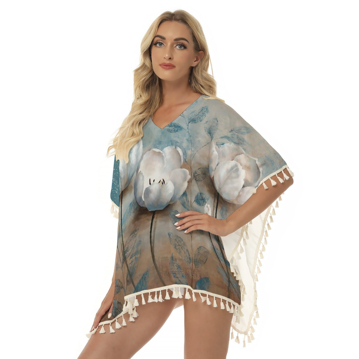 All-Over Print Women's Square Fringed Shawl