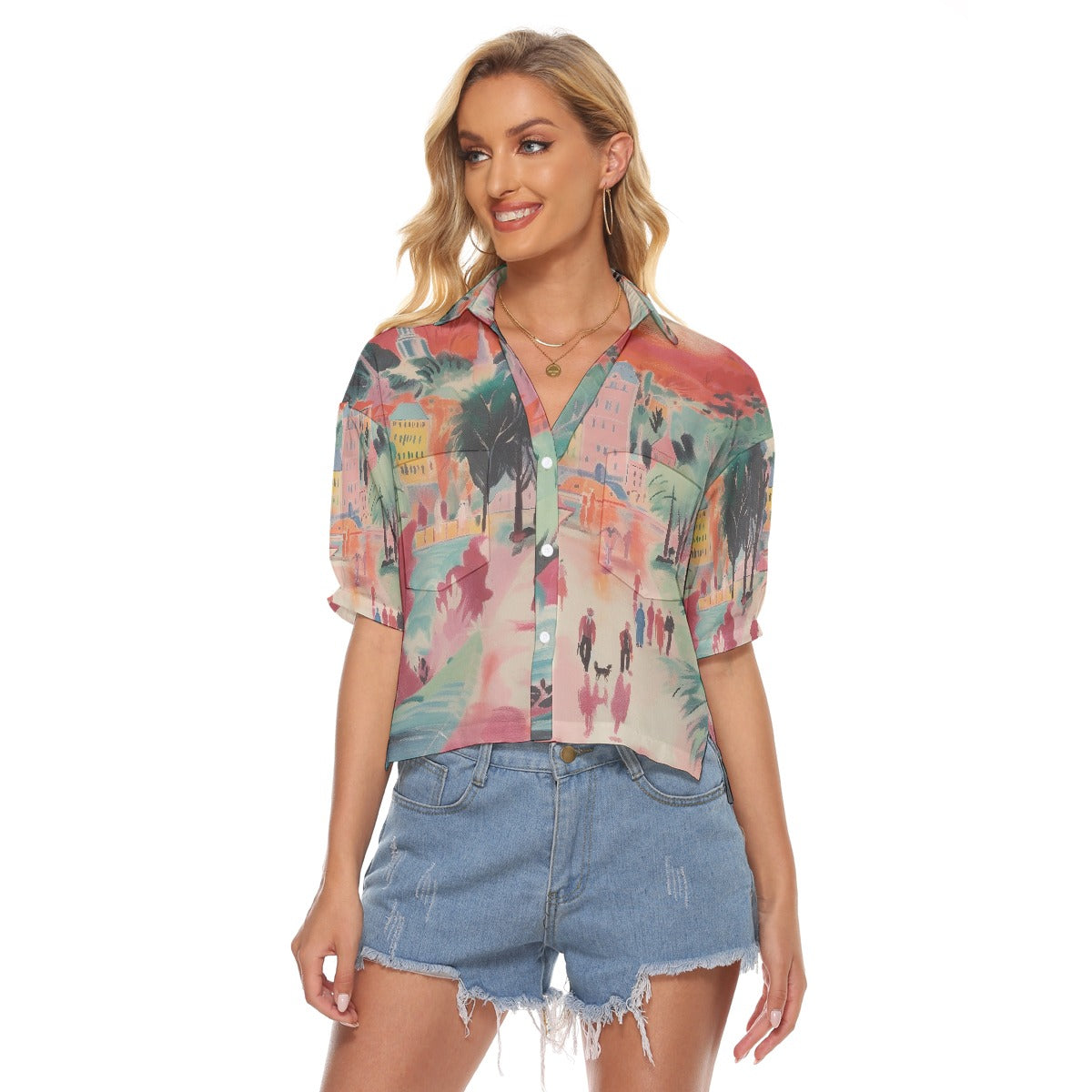 All-Over Print Women's V-neck Shirts