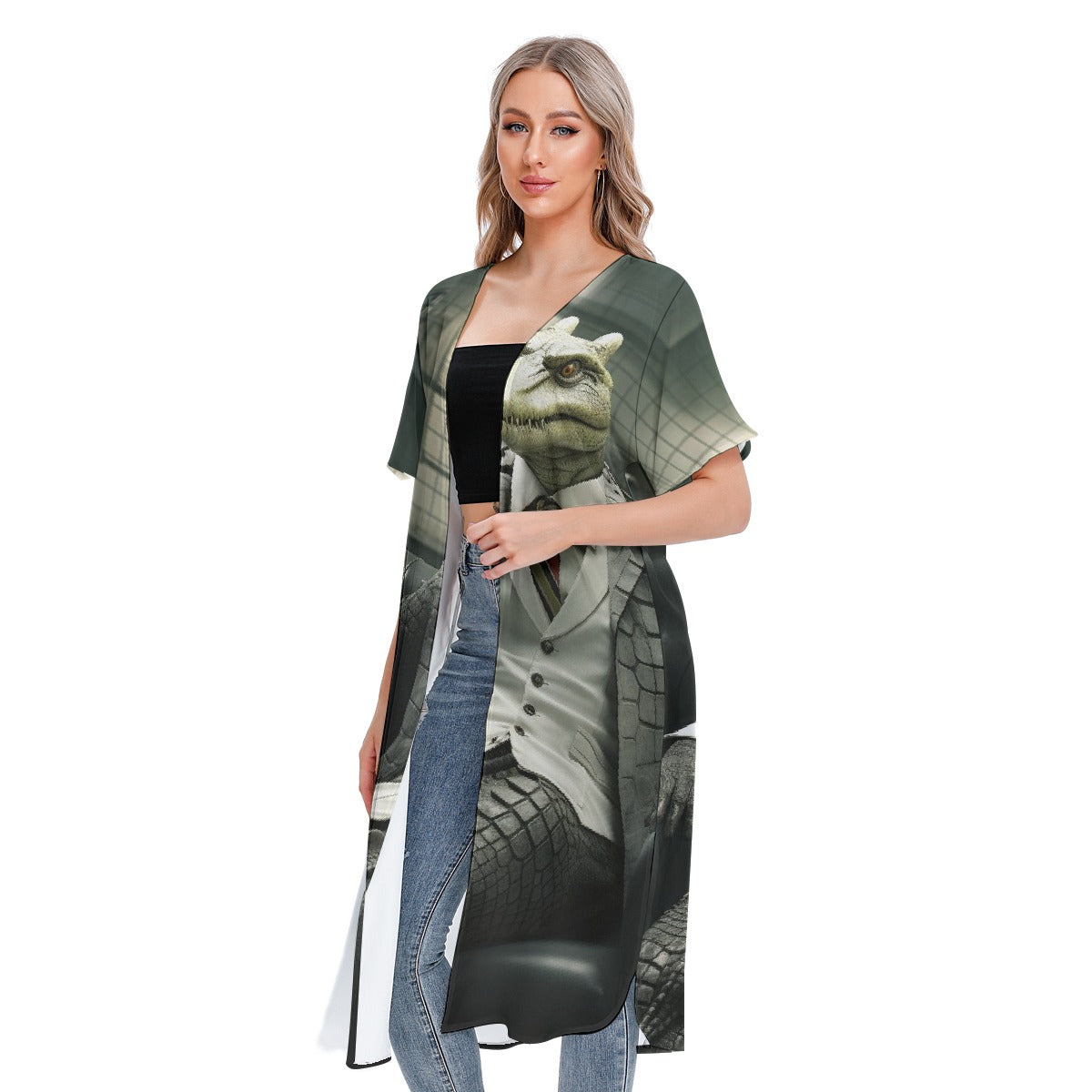 All-Over Print Women's Short Sleeve Cardigan