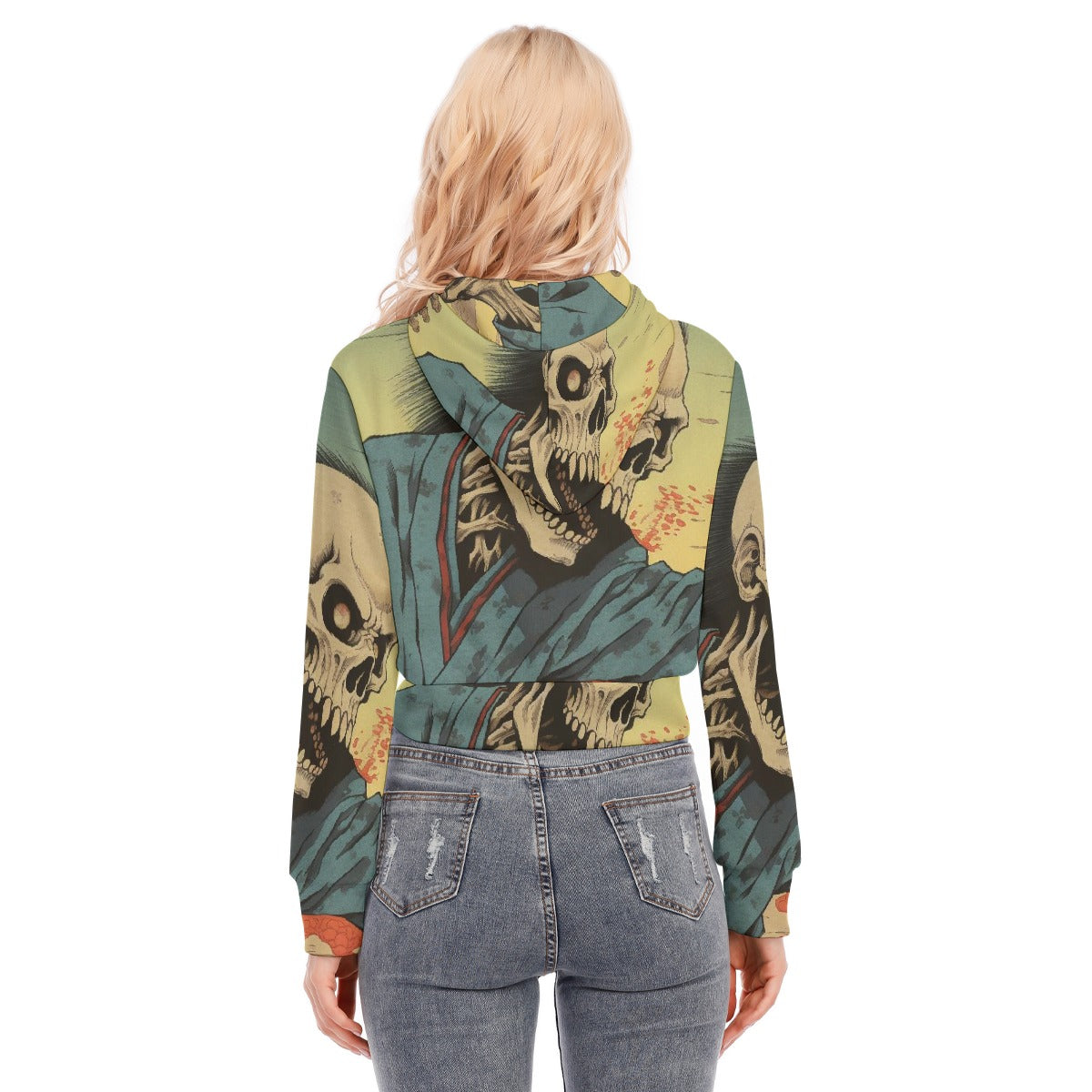 All-Over Print Women's Crop Top Hoodie With Zipper Closure