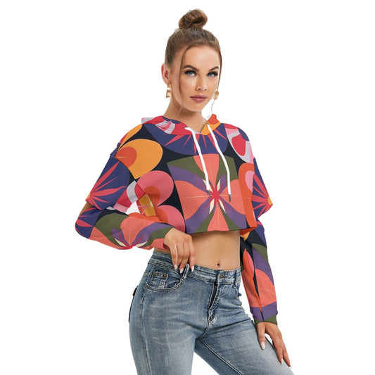 All-Over Print Women's Heavy Fleece Hoodie With Hollow Out Sleeve