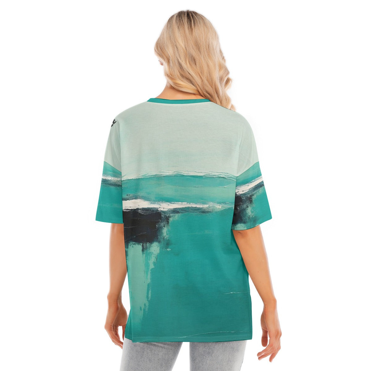 All-Over Print Women's Short Sleeves T-shirt With Hem Split
