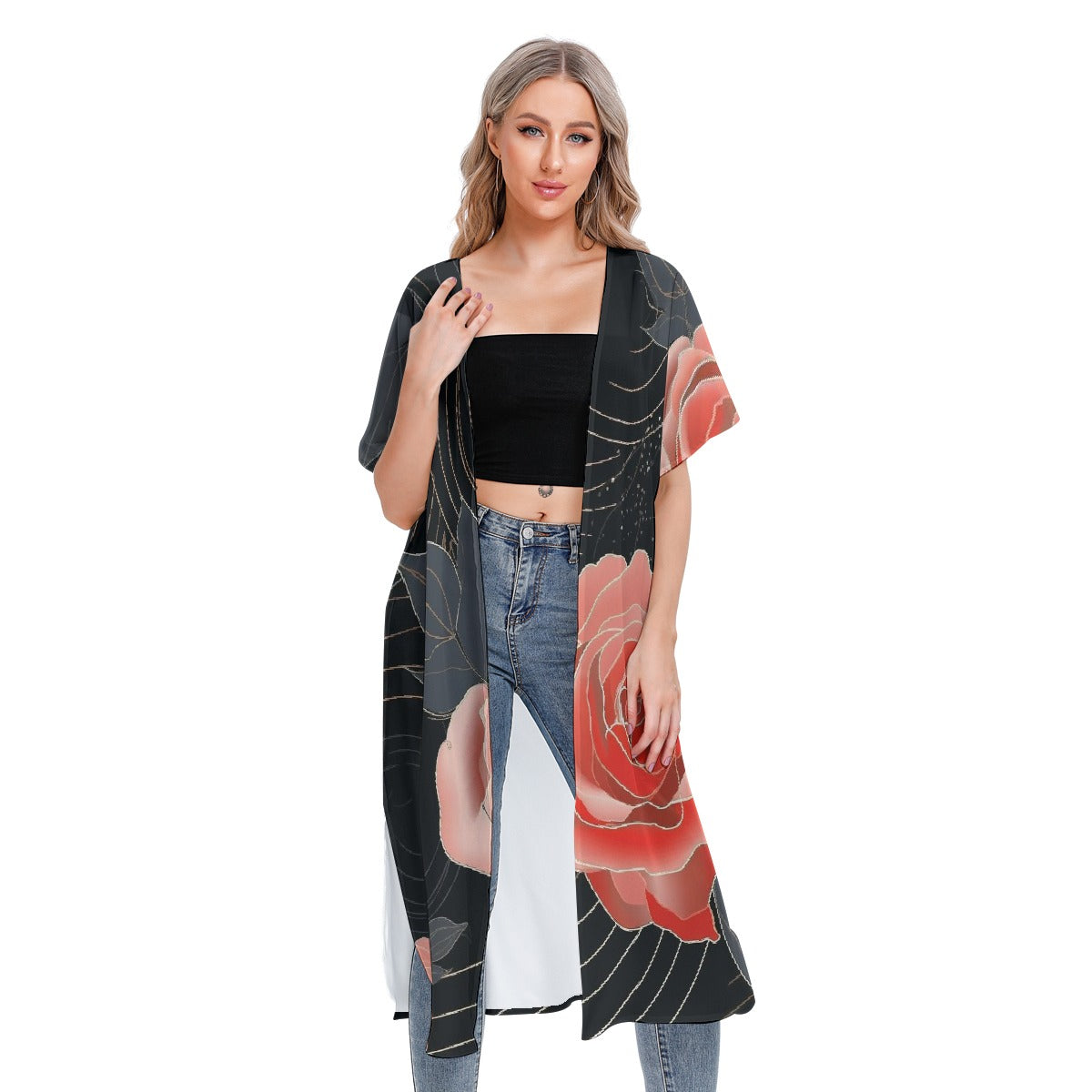 All-Over Print Women's Short Sleeve Cardigan