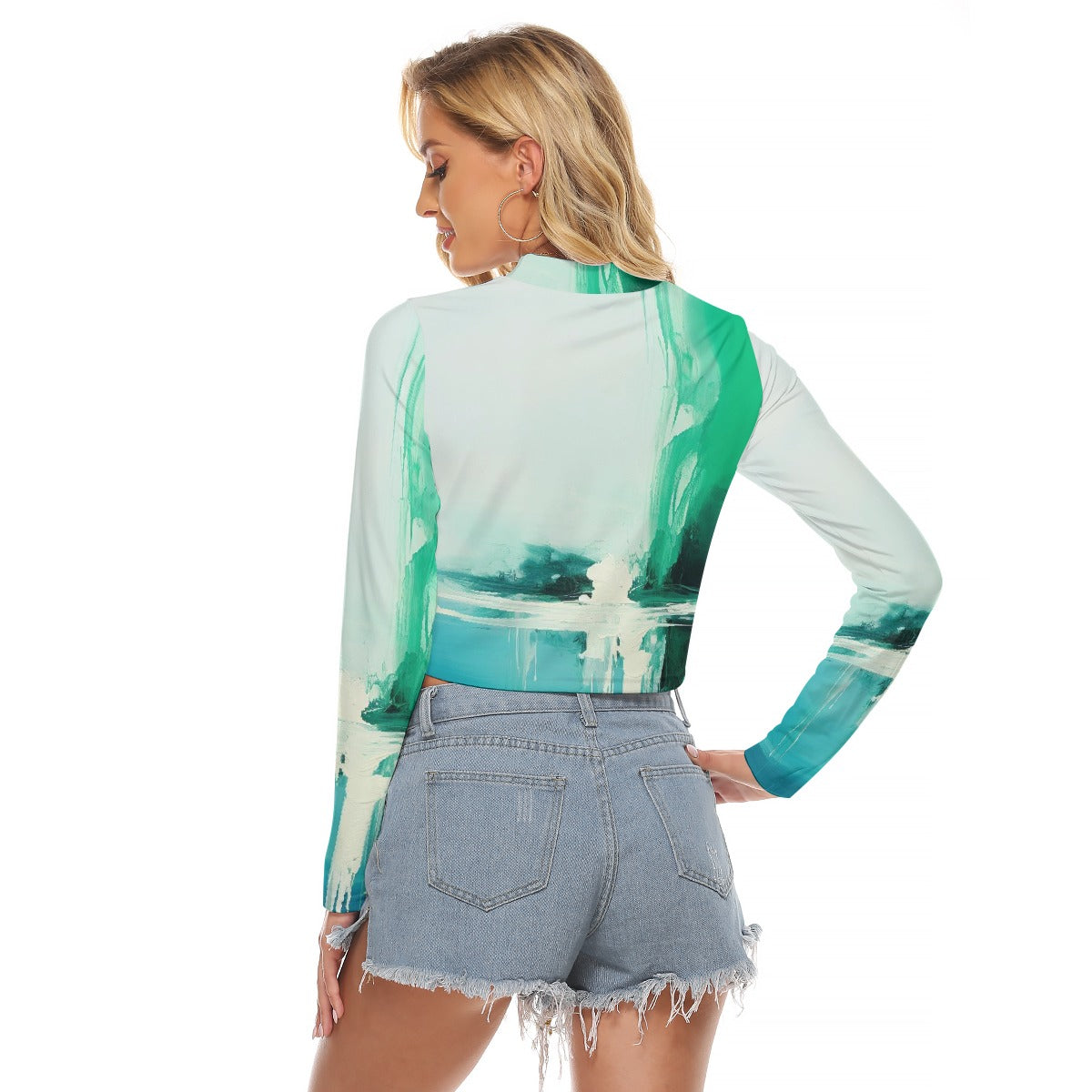 All-Over Print Women's Hollow Chest Keyhole Tight Crop Top