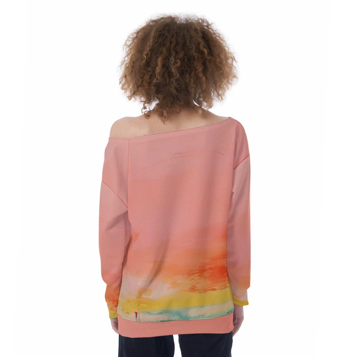All-Over Print Oversized Women's Off-Shoulder Sweatshirt