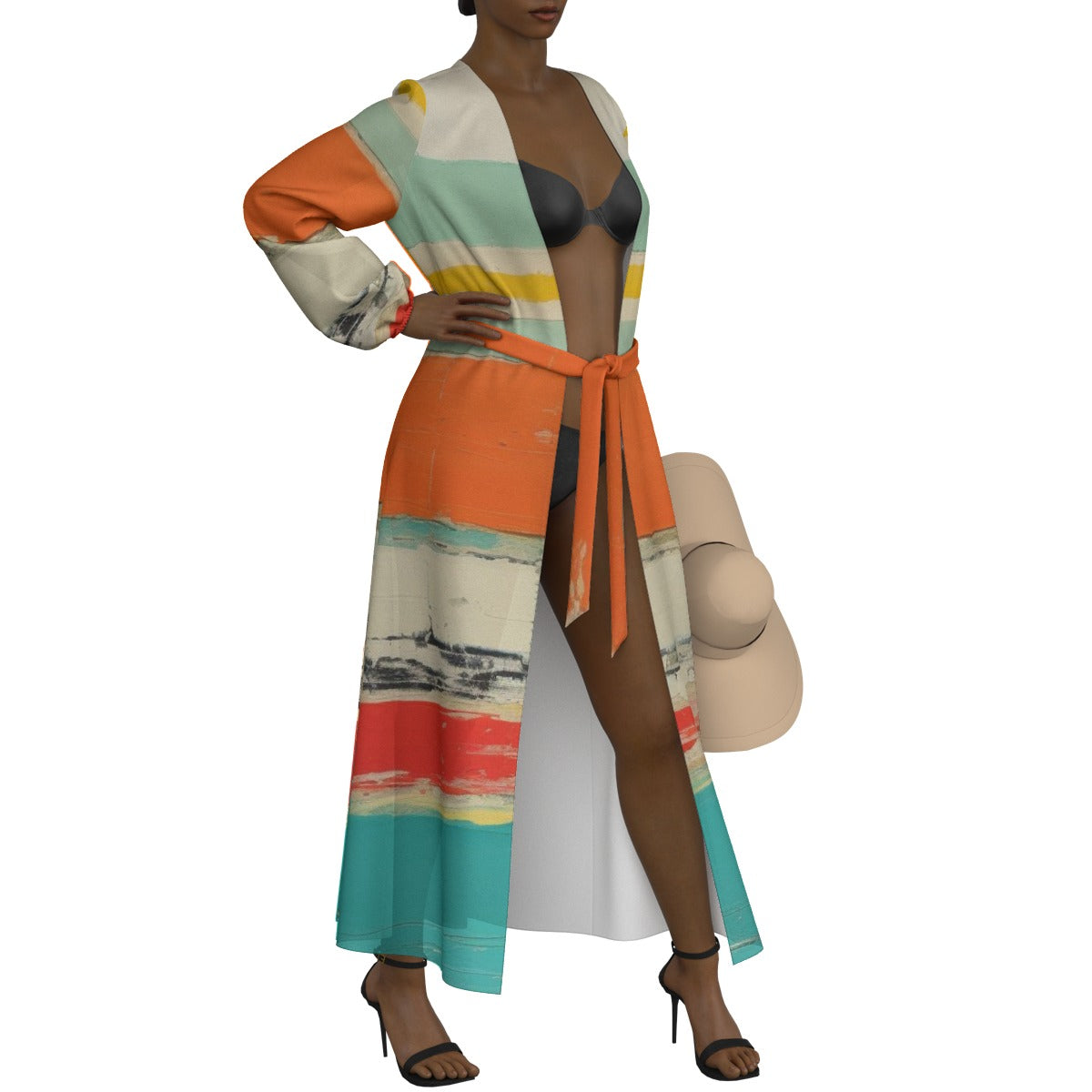 All-Over Print Women's Lace-up Chiffon Robe