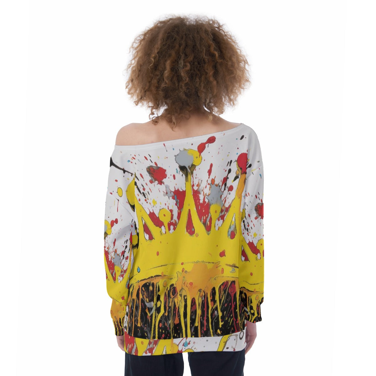 All-Over Print Oversized Women's Off-Shoulder Sweatshirt