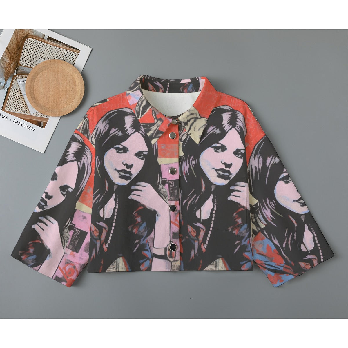 All-Over Print Women's Cropped Jacket | 245GSM Cotton