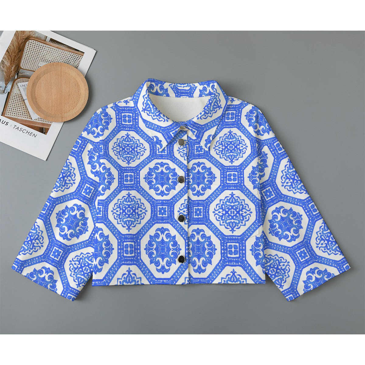 All-Over Print Women's Cropped Jacket | 245GSM Cotton