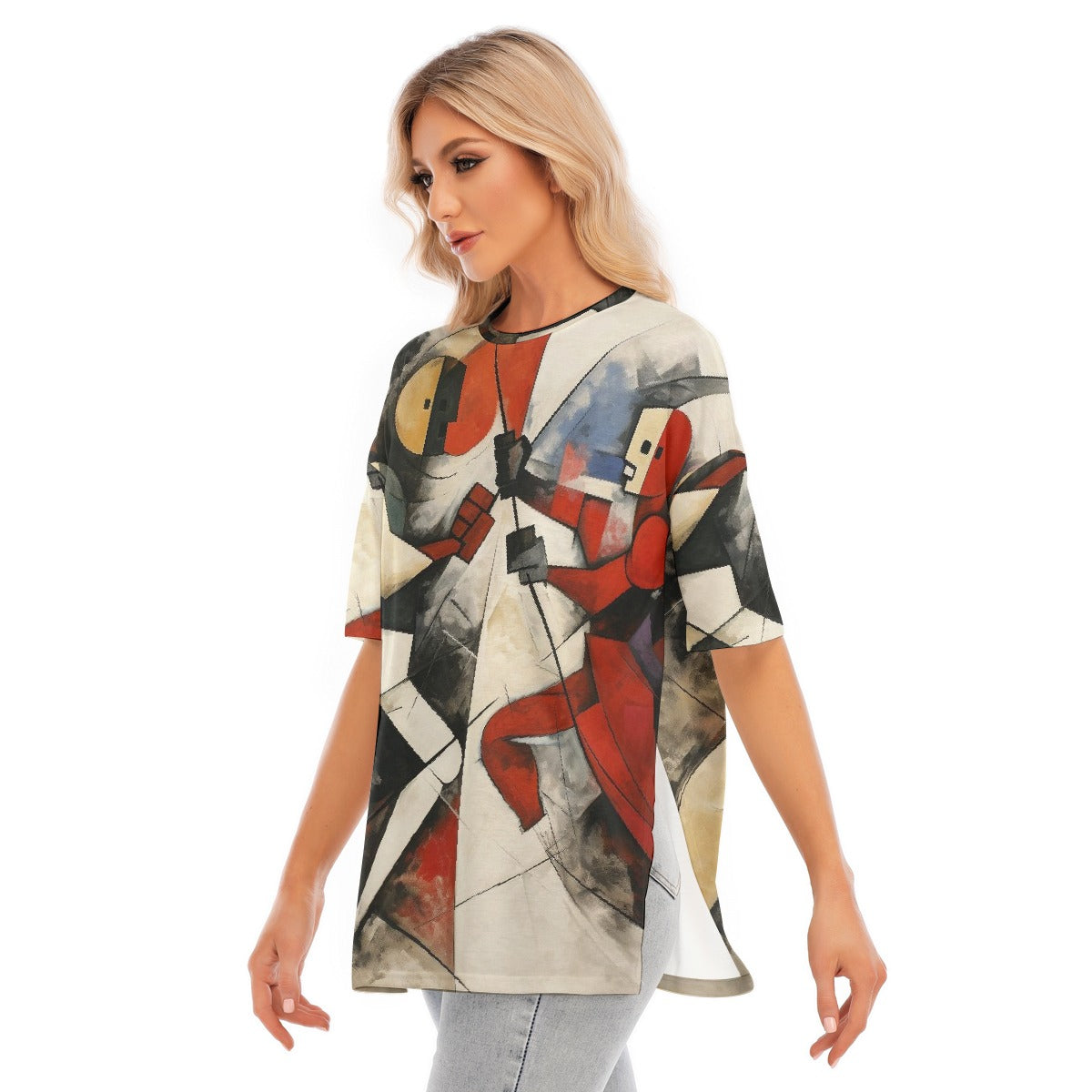 All-Over Print Women's Short Sleeves T-shirt With Hem Split