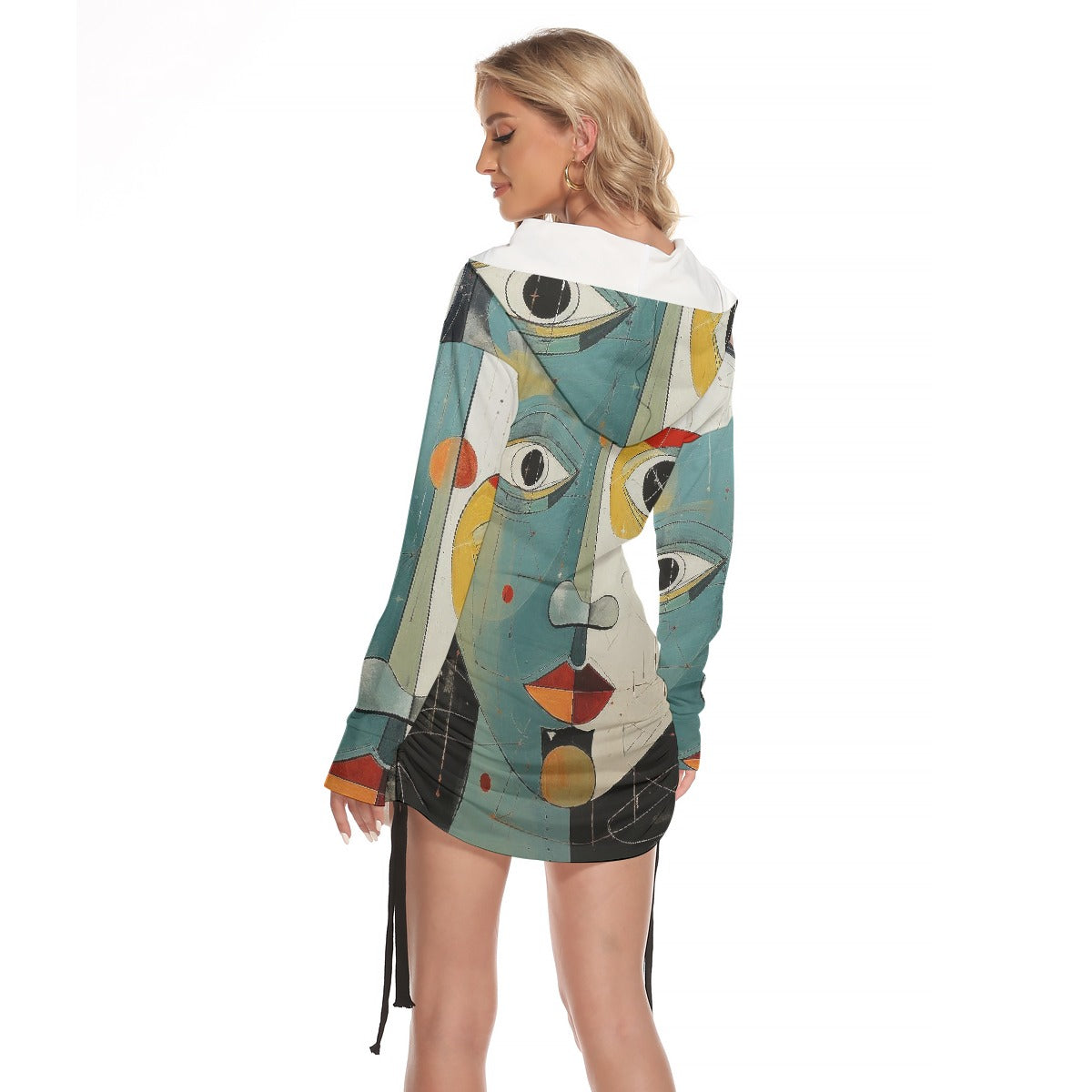 All-Over Print Women's One-shoulder Dress With Waist Shirring