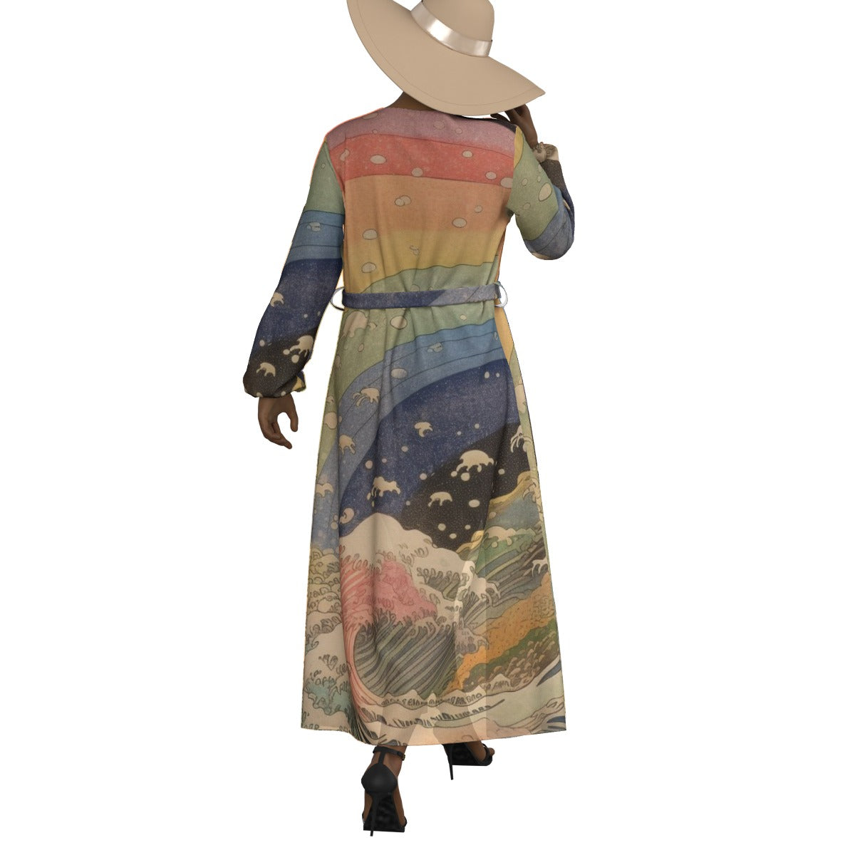 All-Over Print Women's Lace-up Chiffon Robe