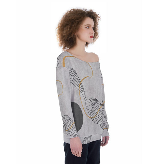 All-Over Print Oversized Women's Off-Shoulder Sweatshirt