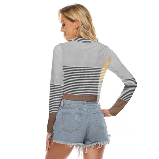 All-Over Print Women's Hollow Chest Keyhole Tight Crop Top