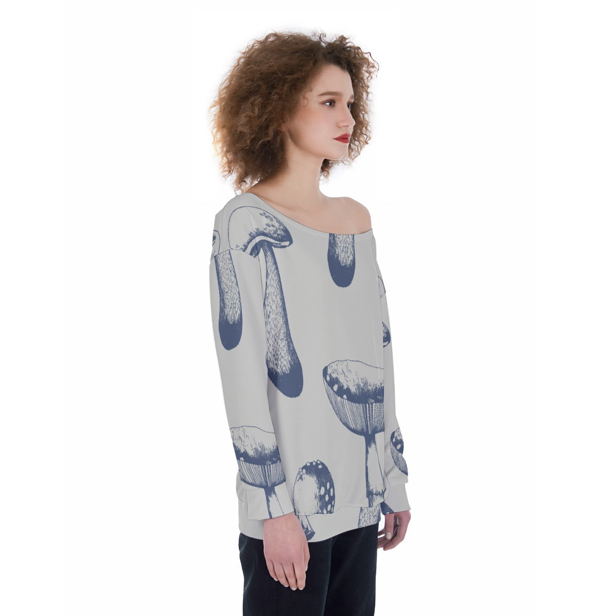 All-Over Print Oversized Women's Off-Shoulder Sweatshirt