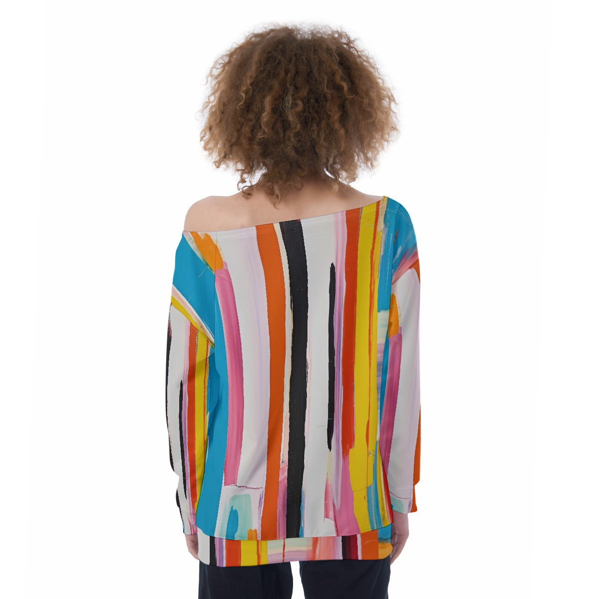 All-Over Print Oversized Women's Off-Shoulder Sweatshirt