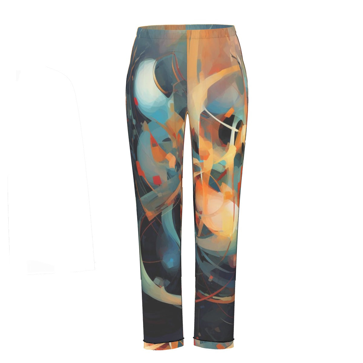 All-Over Print Women's Long Sleeve Pajama Set With Black Contrast Piping